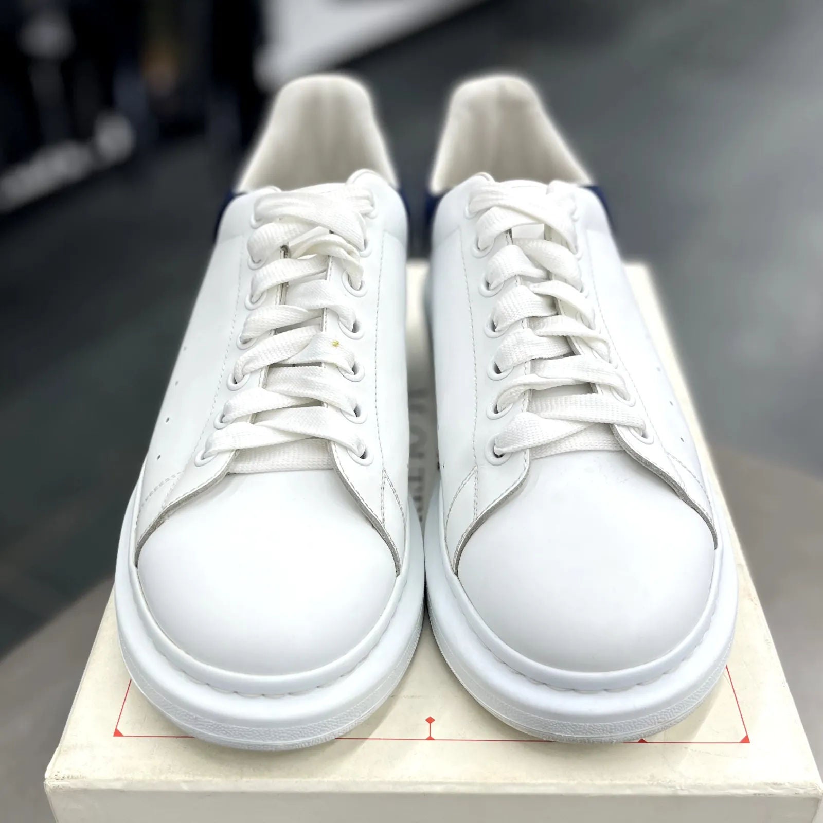 Alexander McQueen Oversized Double Heel White Navy Light Blue - Preowned