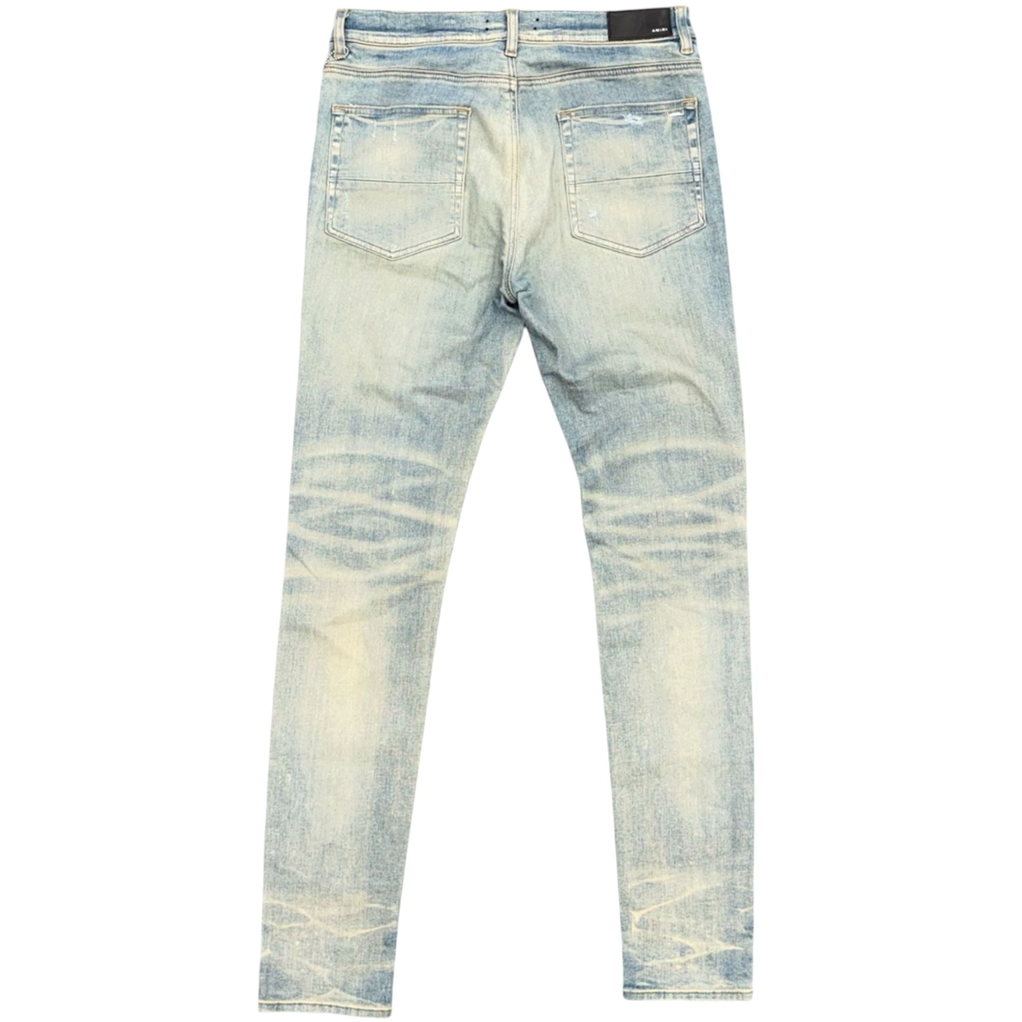 Amiri MX1 Black Leather Patch Jean (Clay Indigo)
