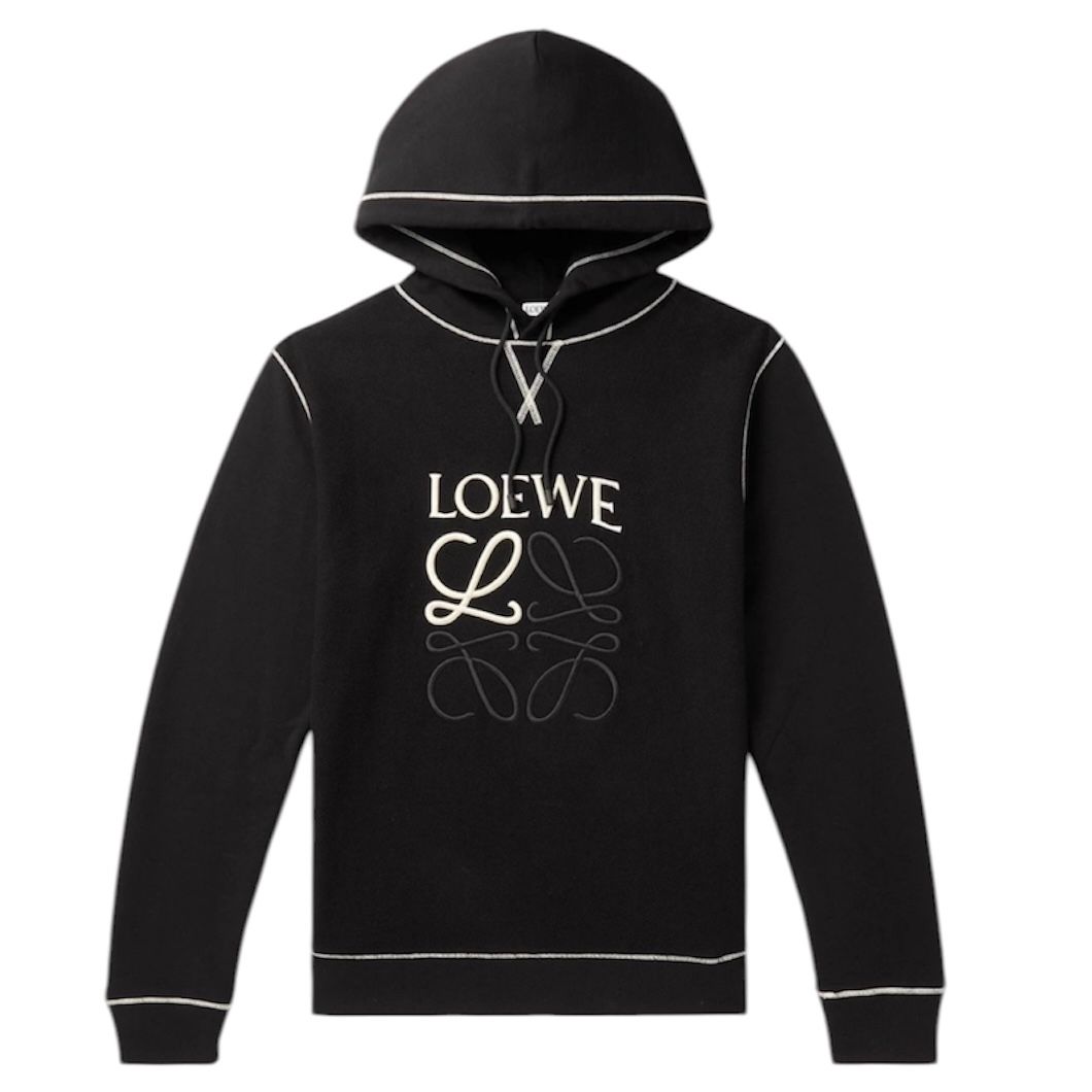 Loewe Logo Embroidered Cotton Jersey Hoodie - Preowned