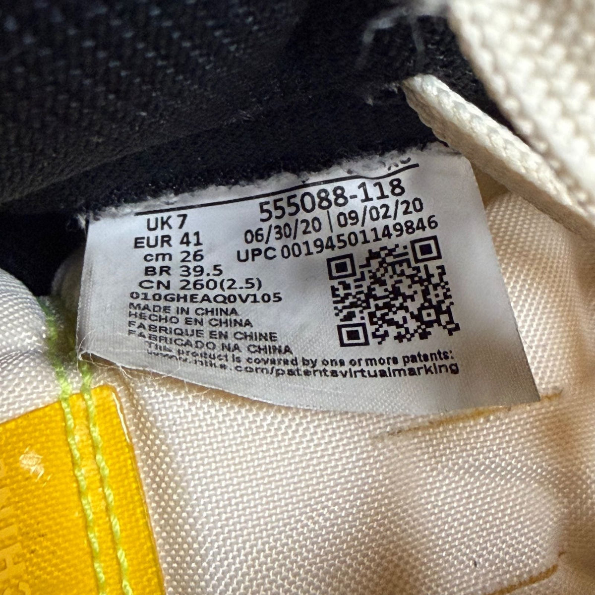 Jordan 1 Retro High White Black Volt University Gold - Preowned