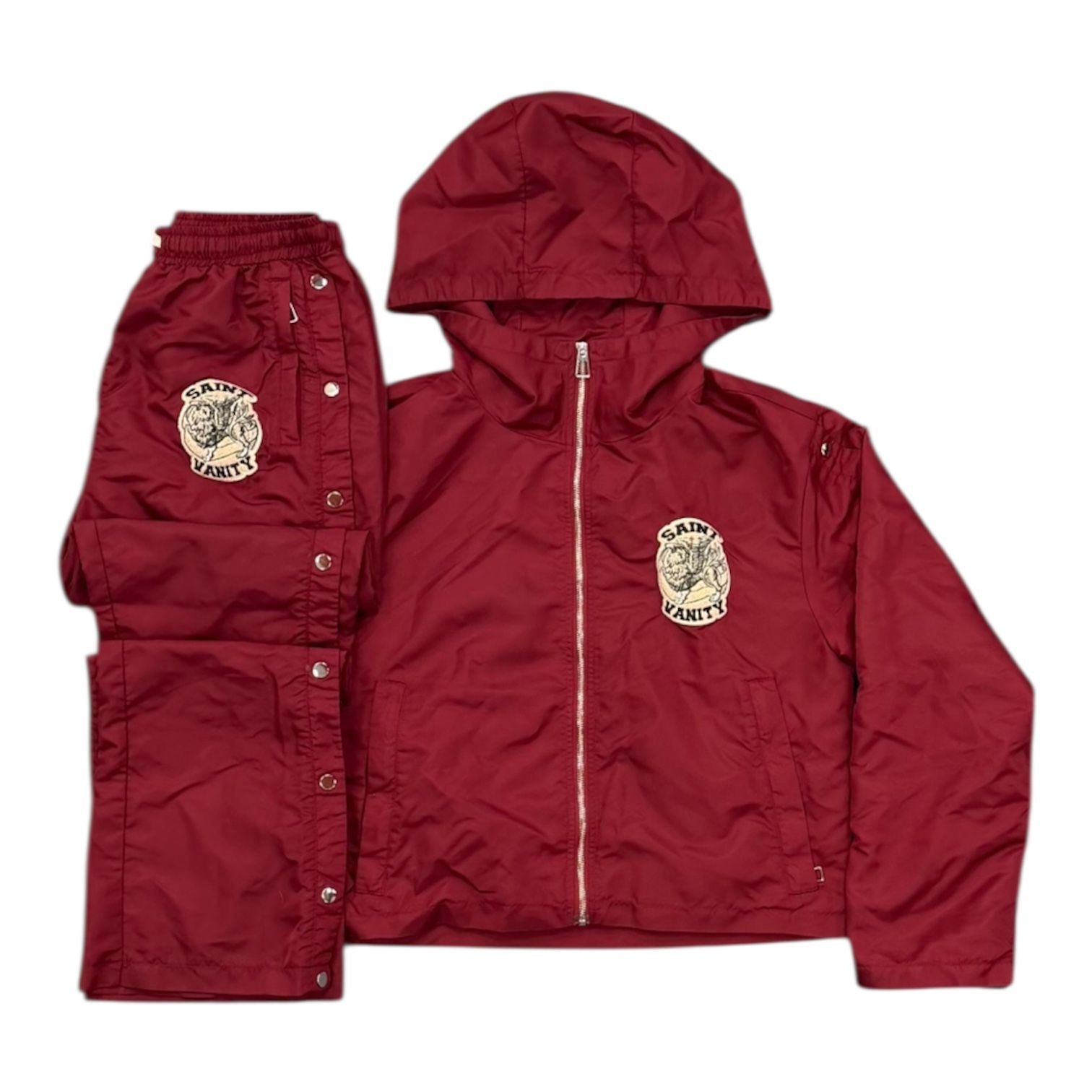 Saint Vanity Nylon Hooded Tracksuit (Burgundy) - Preowned