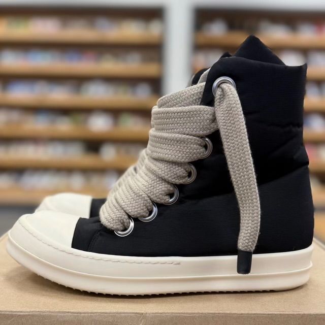Rick Owens DRKSHDW Hollywood Jumbo Lace Puffer High Top Black Milk - Preowned