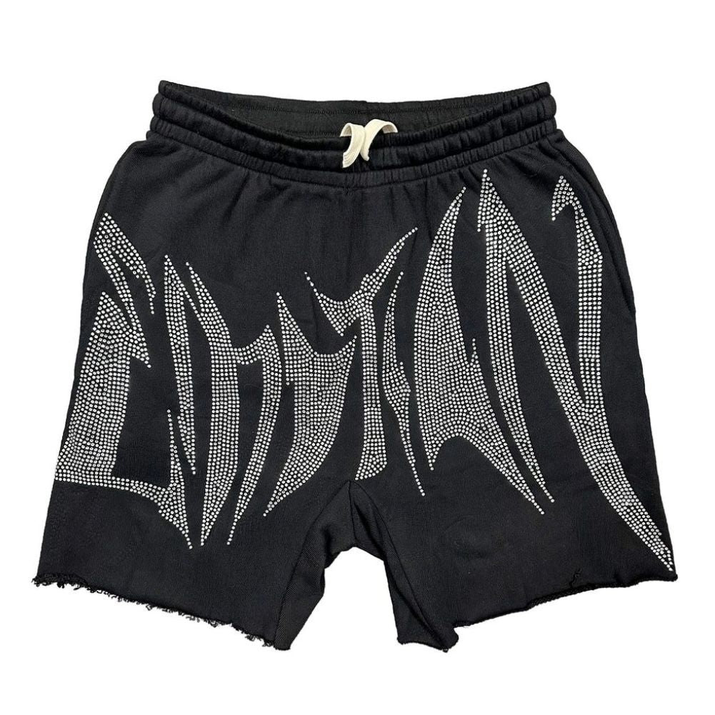 Mixed Emotion Wild Rhinestone Shorts (Black)