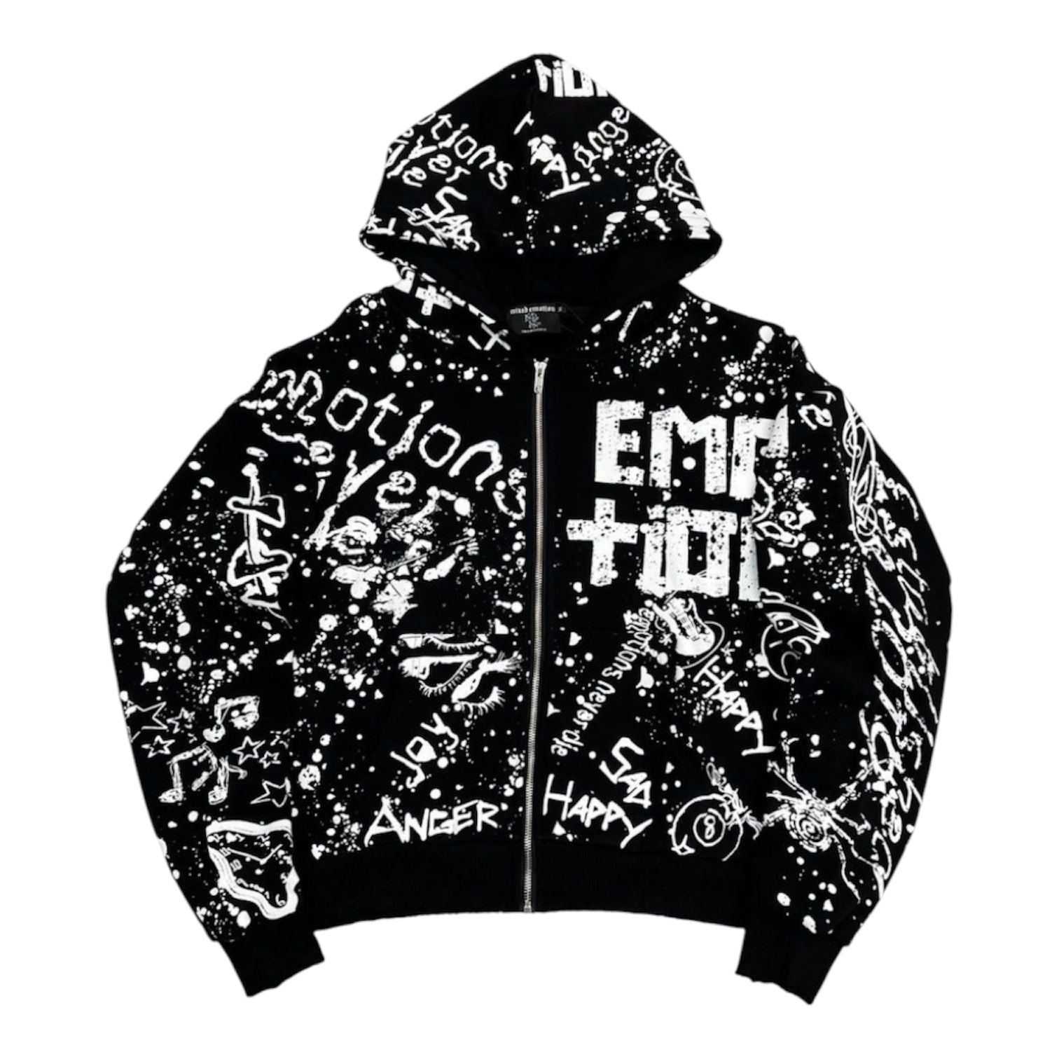 Mixed Emotion Graffiti Hoodie (Black)
