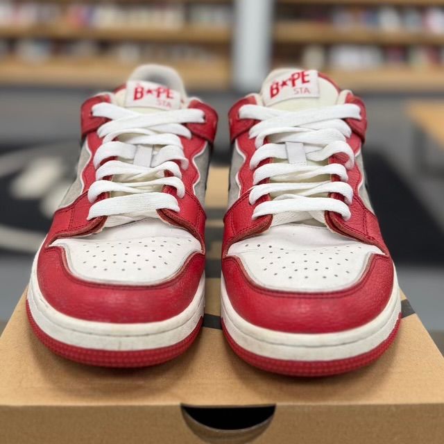 A Bathing Ape Bape SK8 Sta Red Grey - Preowned
