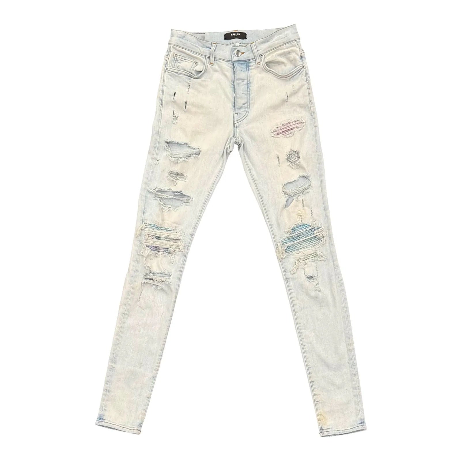 Amiri Mx1 Tie Dye Patch Jeans (Light Wash) - Preowned