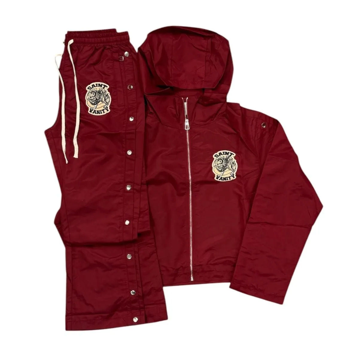 Saint Vanity Nylon Hooded Tracksuit (Burgundy) - Preowned