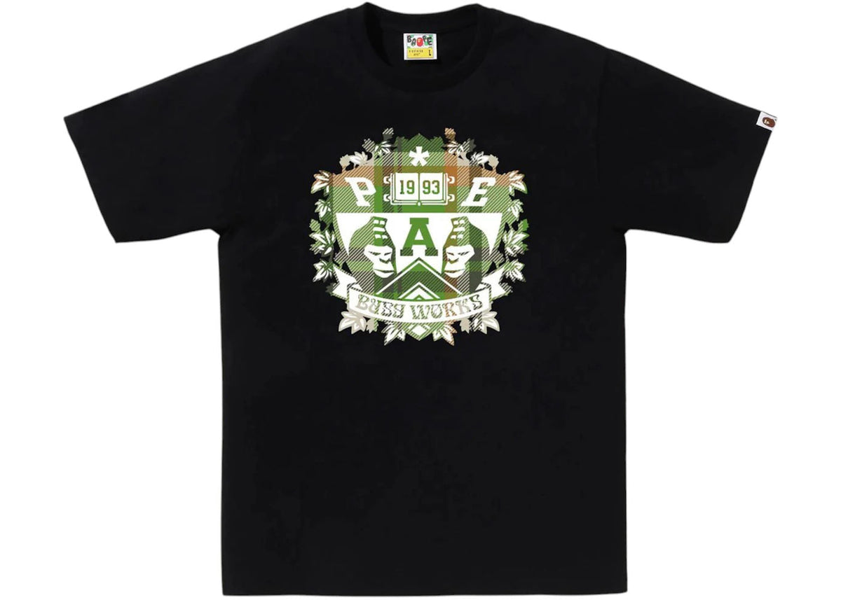BAPE Check University Emblem Tee Black - Preowned