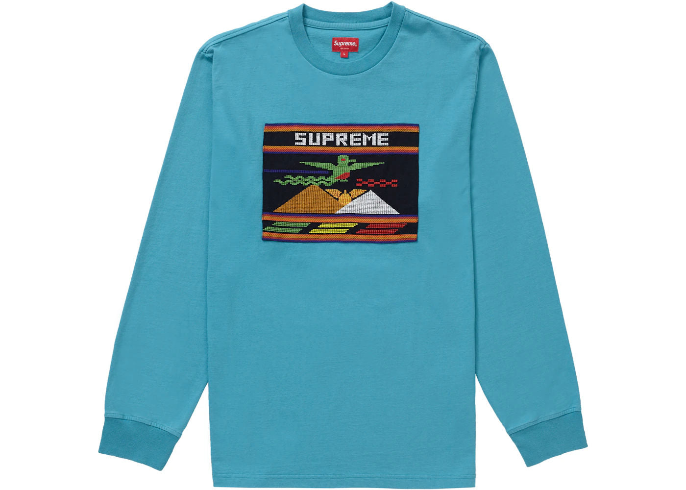 Supreme Needlepoint Patch L/S Top Dusty Teal