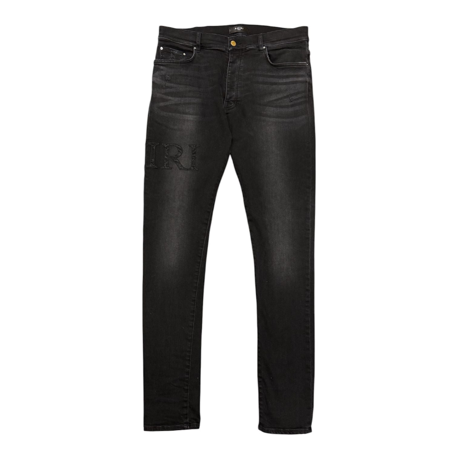 Amiri Embroidered Side Logo Jeans (Black) - Preowned