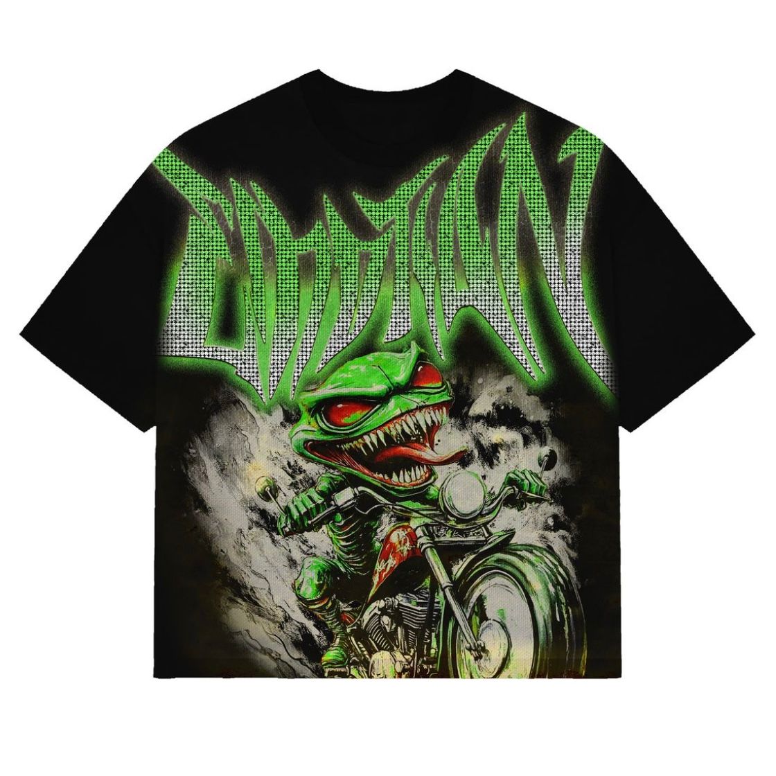 Mixed Emotion Goblin Rhinestone Tee (Black) - Preowned