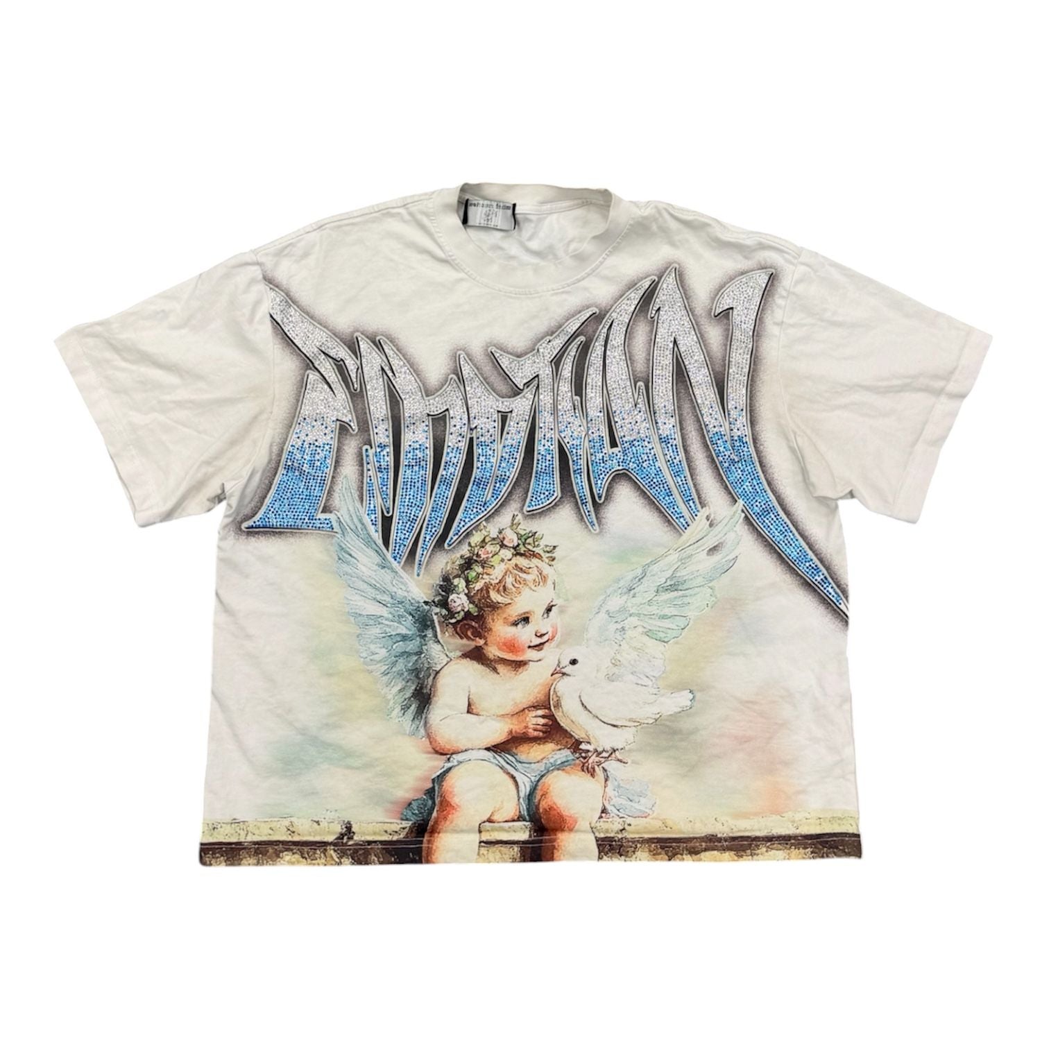 Mixed Emotion Dove Rhinestone Tee (White) - Preowned