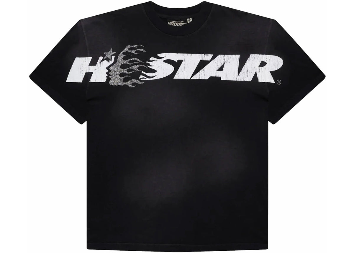 Hellstar Cartoon Logo Glitter Logo T-shirt Black - Preowned