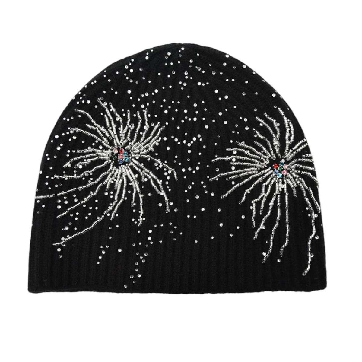 Birth Of A Royal Child Studded Beaded Firework Beanie (Black)