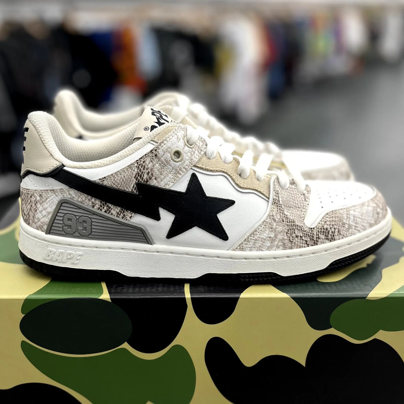A Bathing Ape Sk8 Sta #1 Beige Snakeskin - Preowned