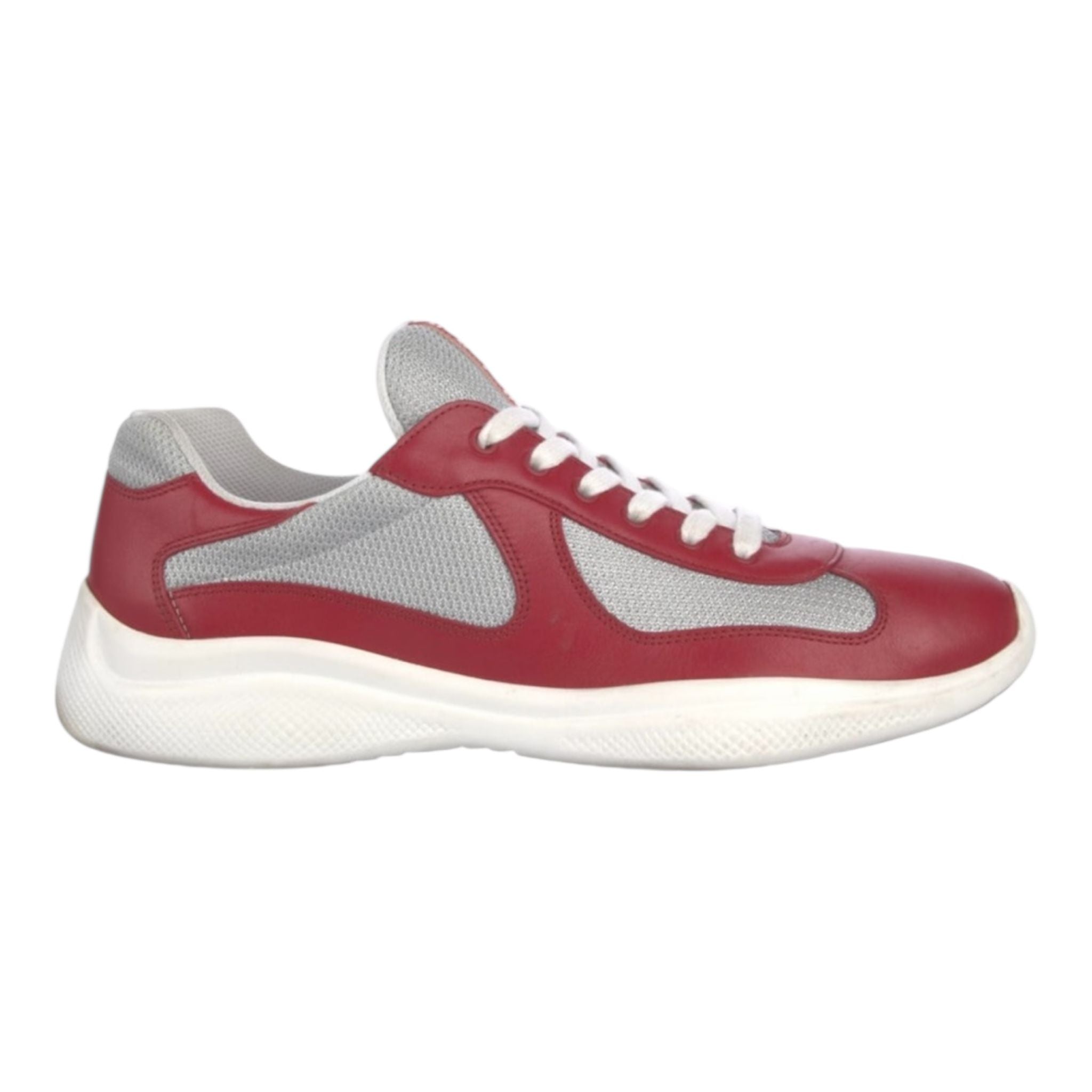 Prada Americas Cup Leather Sneaker (Red)