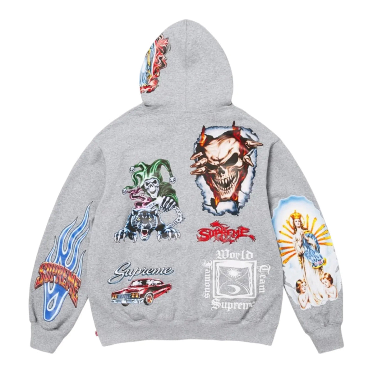 Supreme Stickers Hooded Sweatshirt Heather Grey