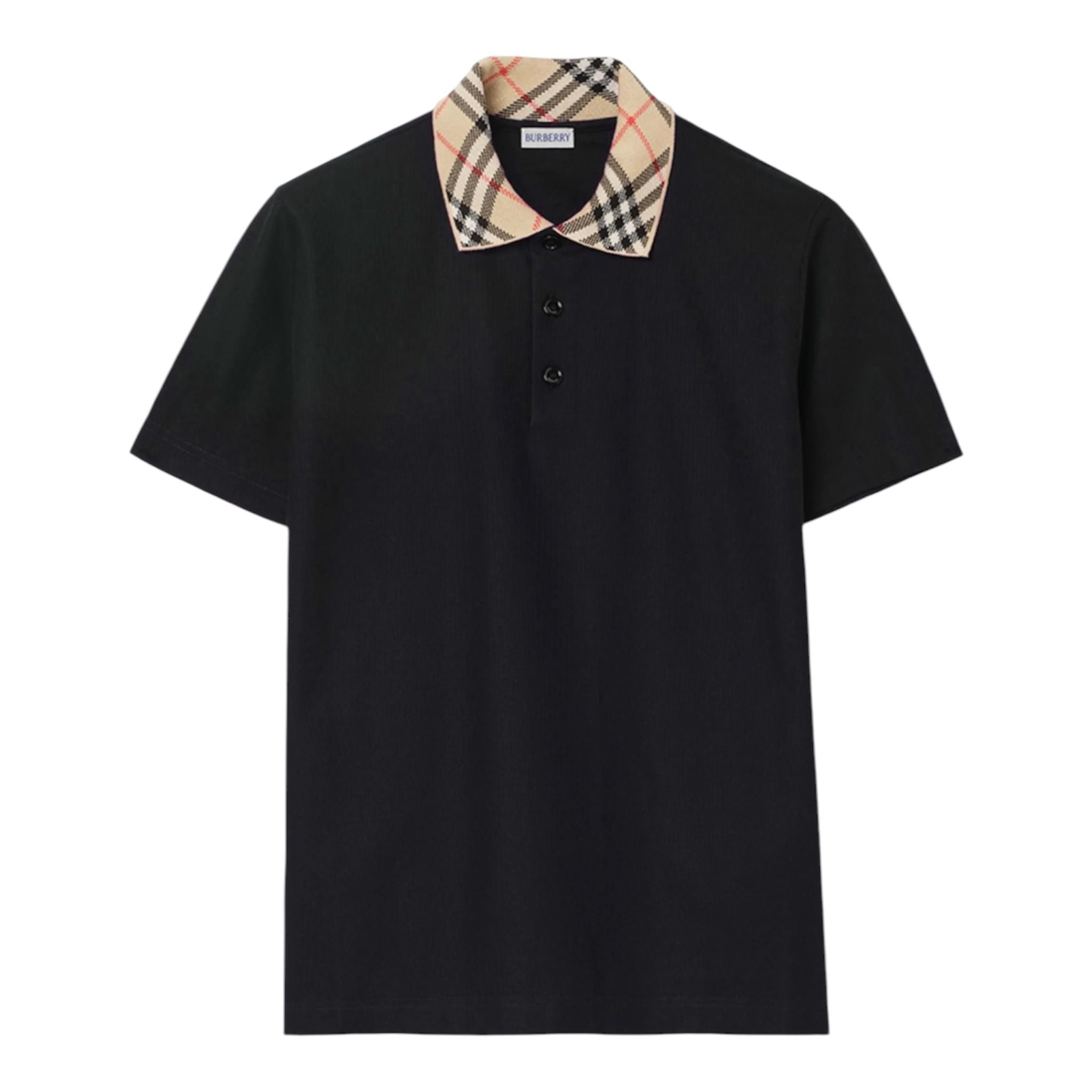 Burberry Check Collar Polo Shirt (Black)