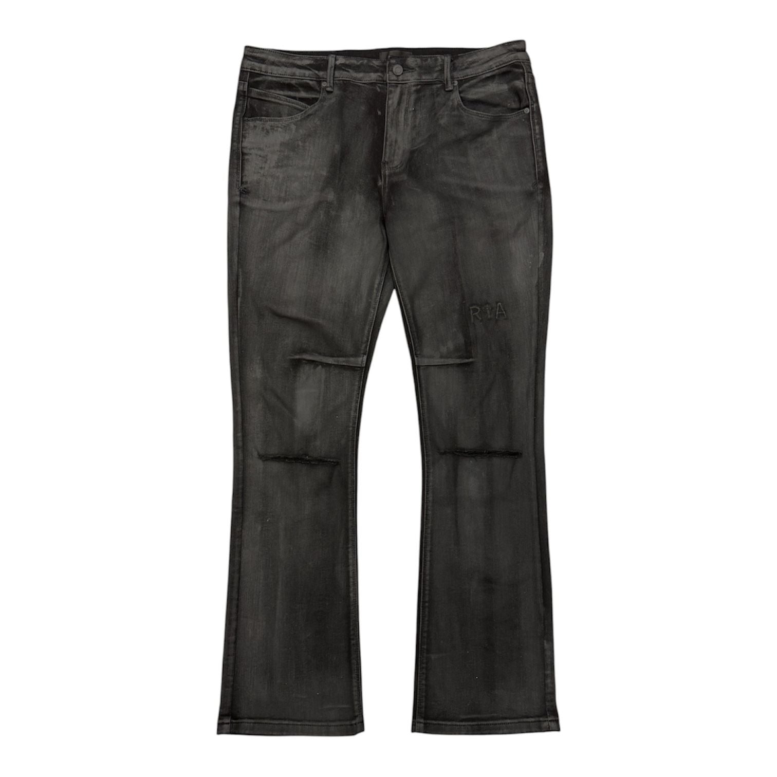 RTA Waxed Flare Jeans (Black) - Preowned