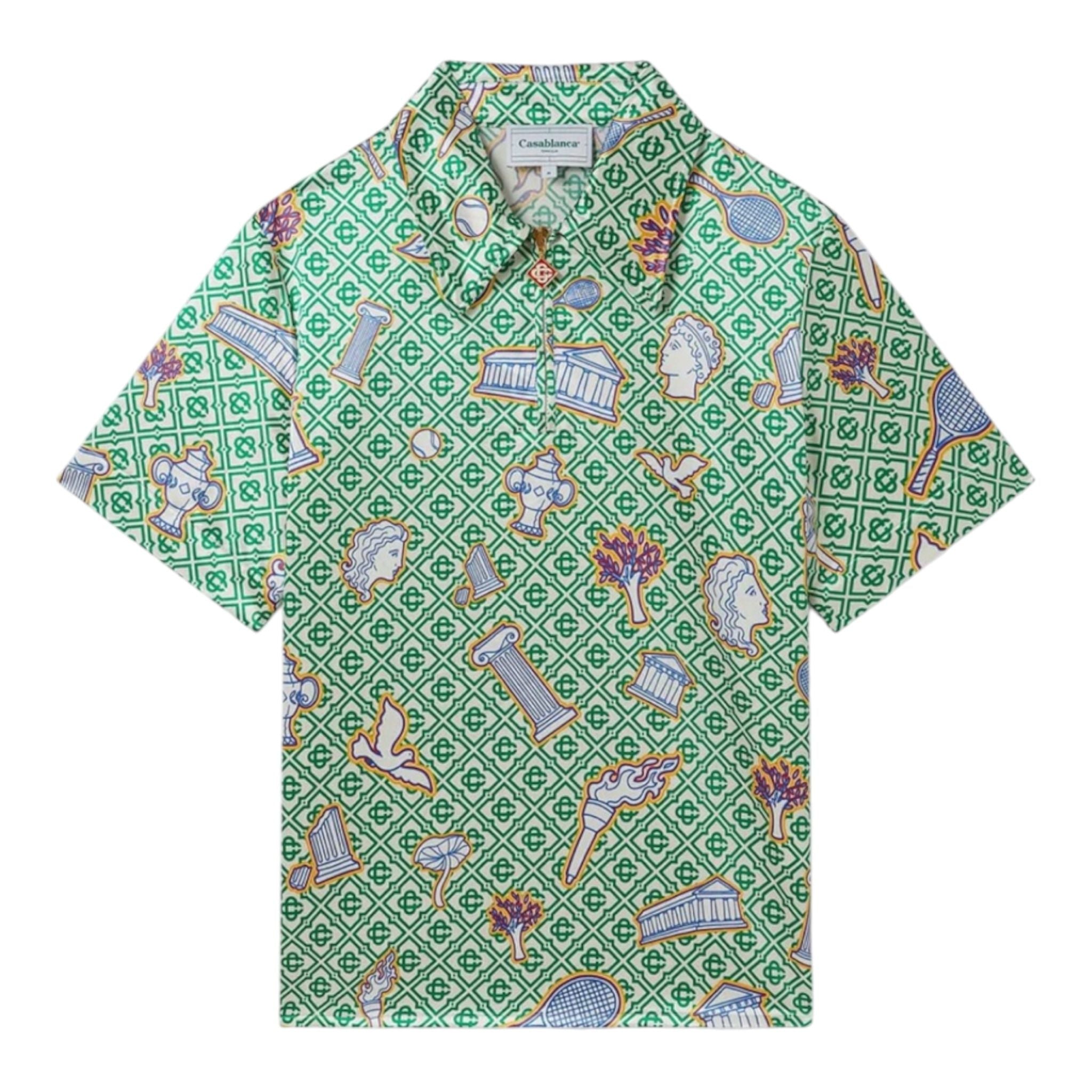 Casa Blanca Greek Icons Quarter Zip Shirt (Green)