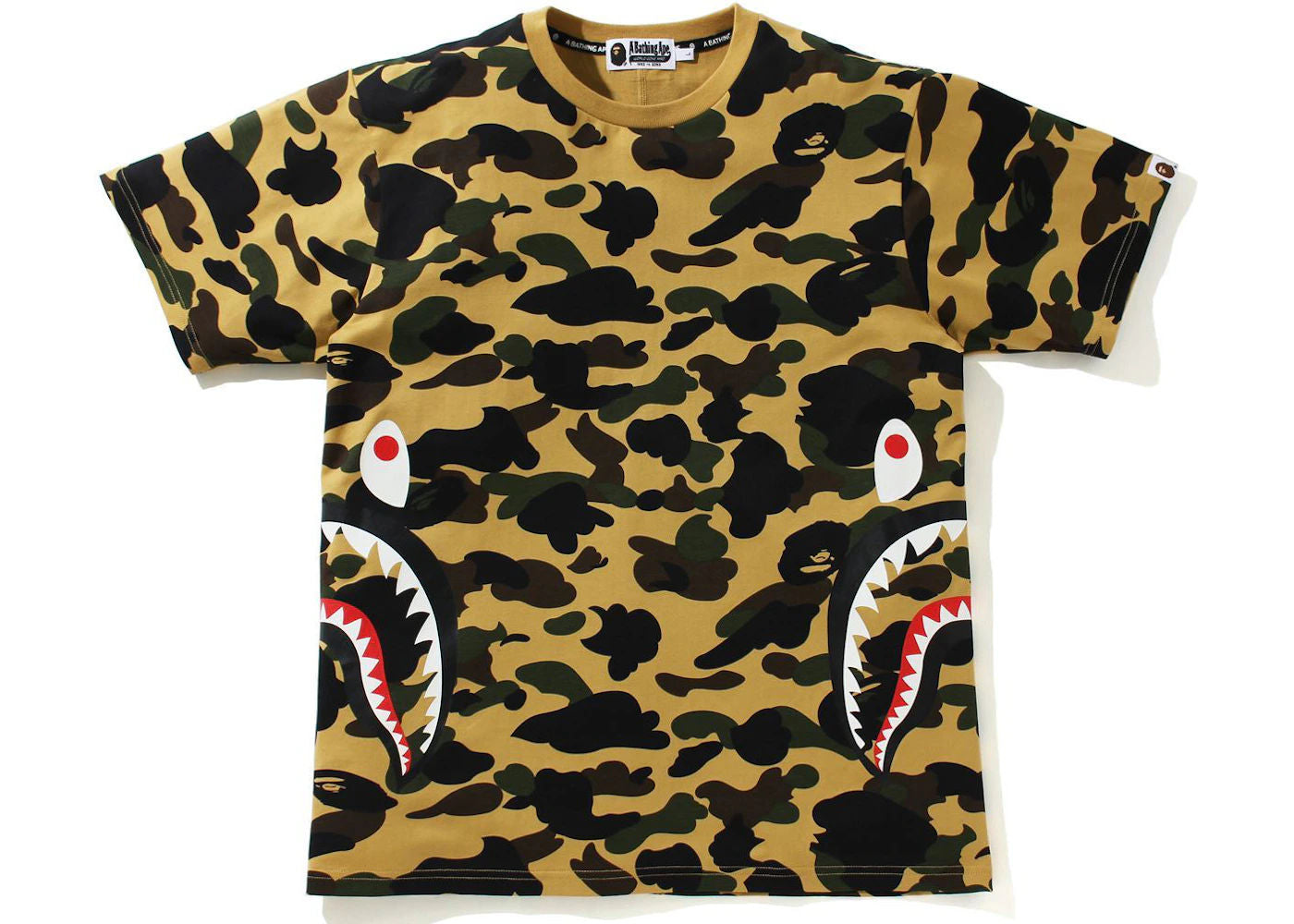 BAPE 1st Camo Side Shark Tee Yellow - Preowned