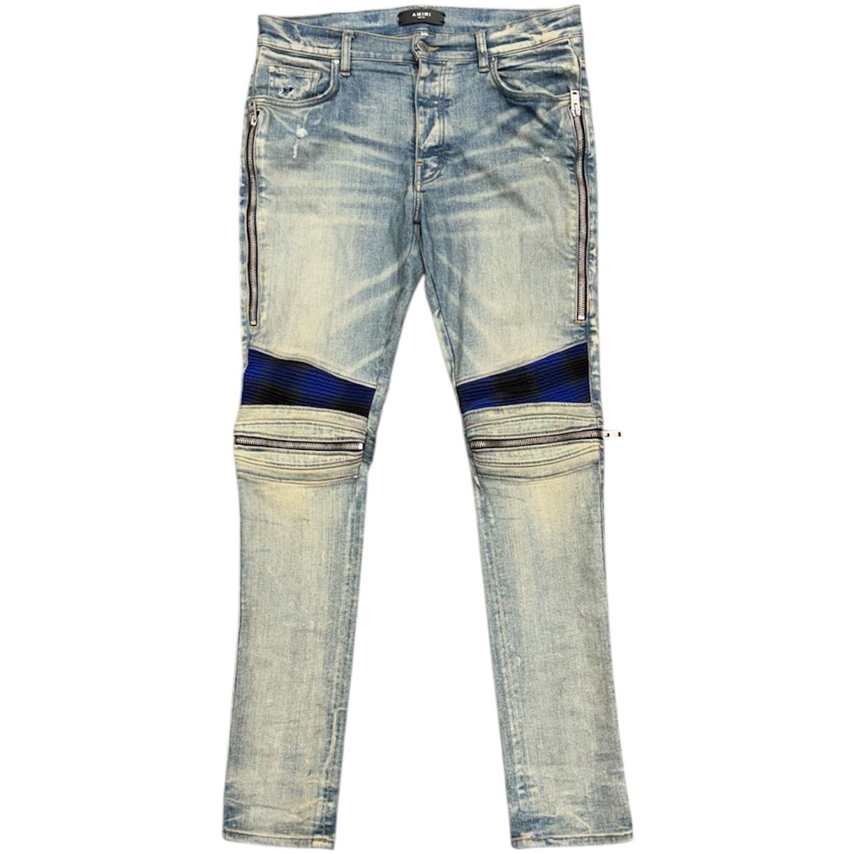 Amiri MX2 Plaid Moto Jeans (Clay Indigo/Blue) - Preowned