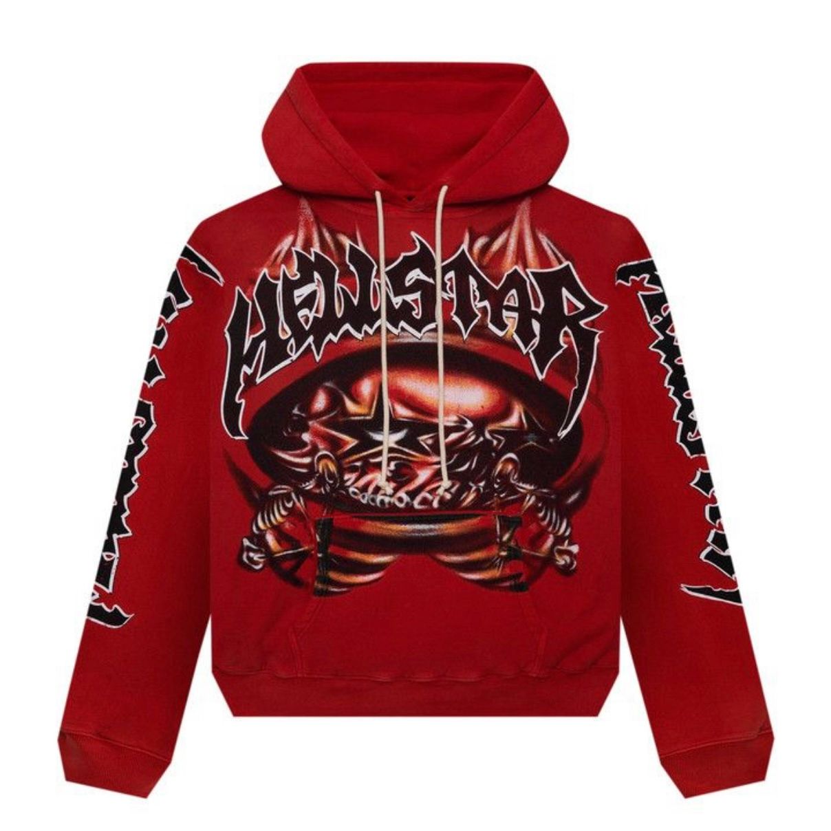 Hellstar Halloween Skeleton Airbrushed Hoodie Red - Preowned