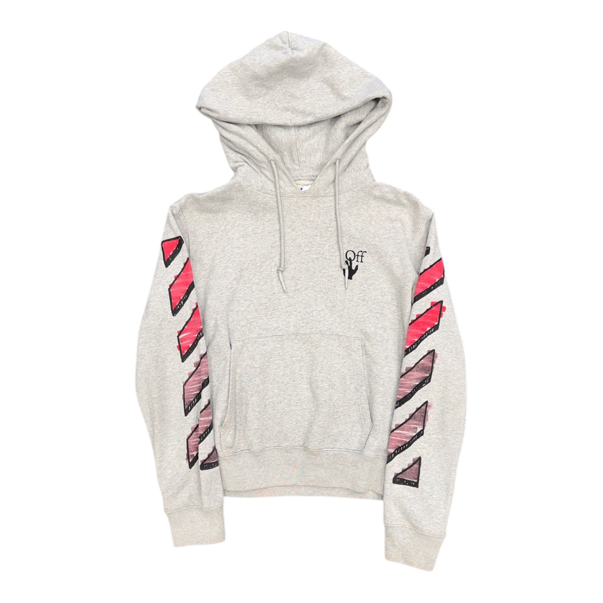 OFF-WHITE Marker Hoodie (Grey/Red) - Preowned