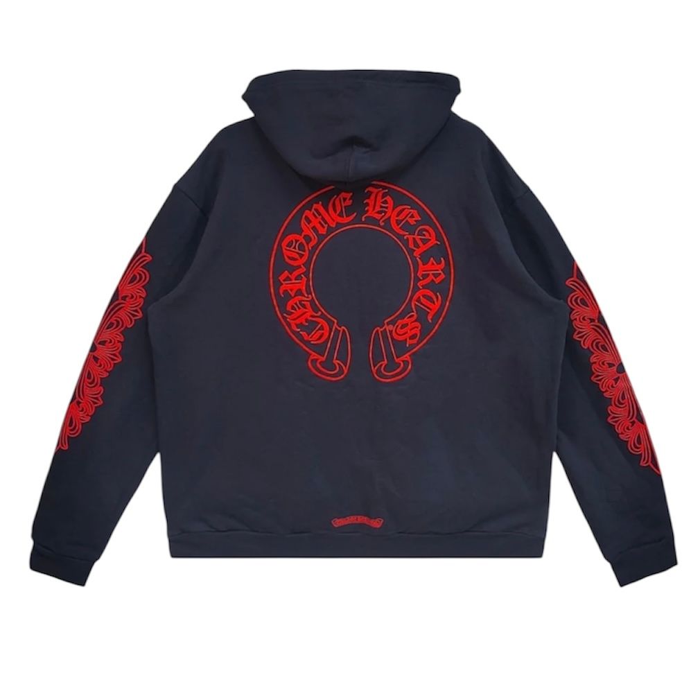 Chrome Hearts Horseshoe Floral Hoodie (Navy)