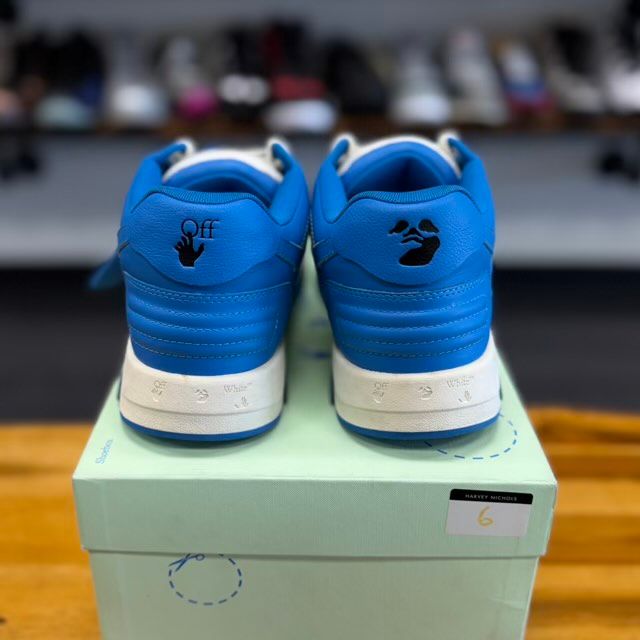 OFF-WHITE Out Of Office OOO Low Tops White Navy Blue - Preowned