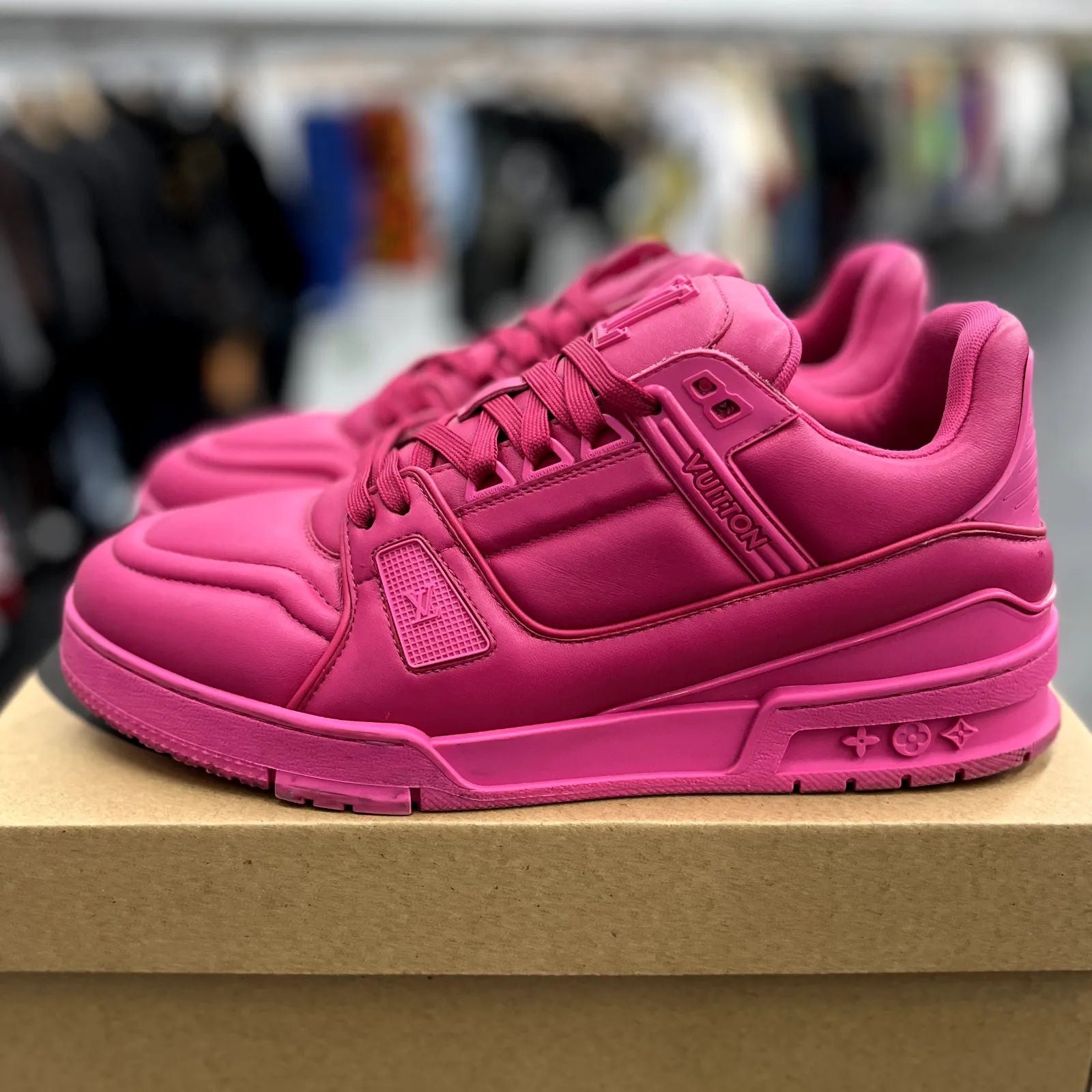 Louis Vuitton LV Calfskin Trainer Sneakers Fuchsia - Preowned