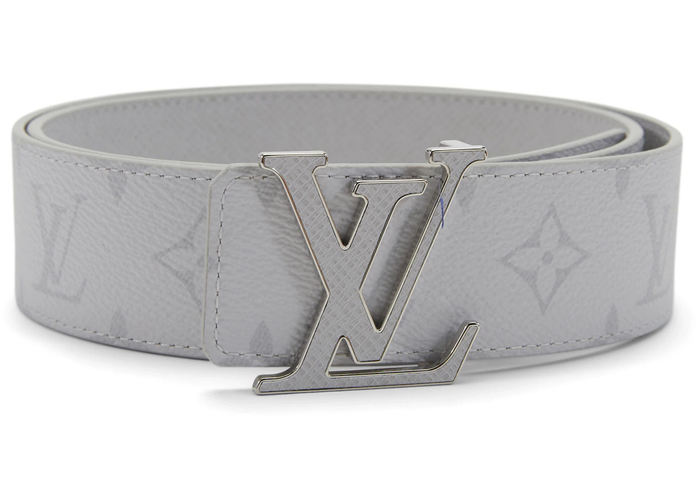 Louis Vuitton LV Initiales Reversible Belt Monogram Eclipse Taiga 40MM White - Preowned