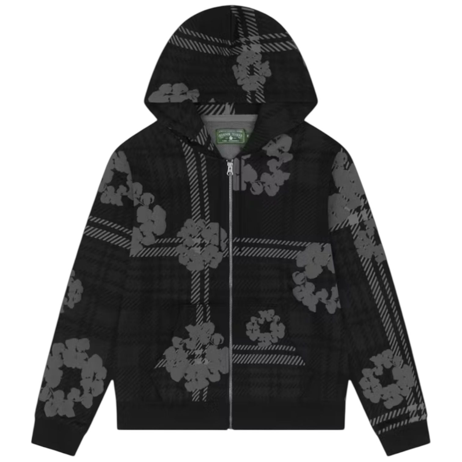 Denim Tears Plaid Cotton Wreath Zip Hoodie (Black)
