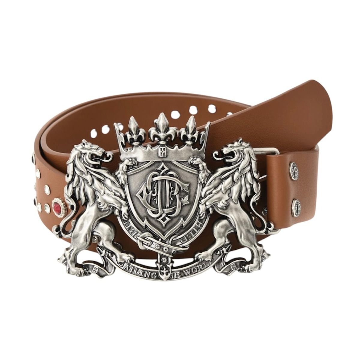 Birth Of A Royal Child Lion Medal Leather Belt (Brown)