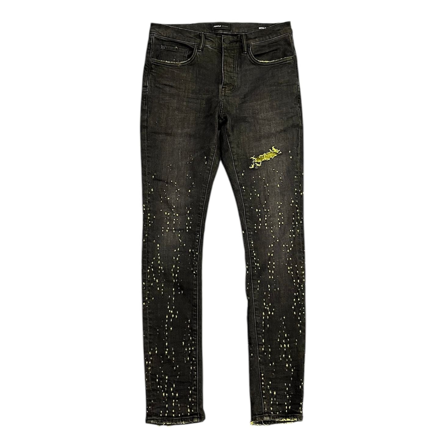 Purple Brand P001 Yellow Contrast Weft Jean (Black) - Preowned