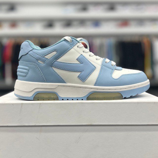 Off-White Out Of Office Calf Leather White Baby Blue (Women's) - Preowned