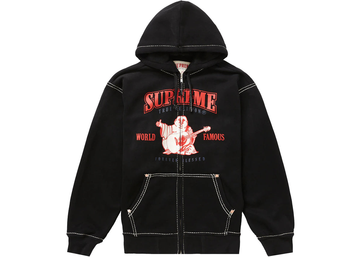 Supreme True Religion Zip Up Hooded Sweatshirt Black - Preowned