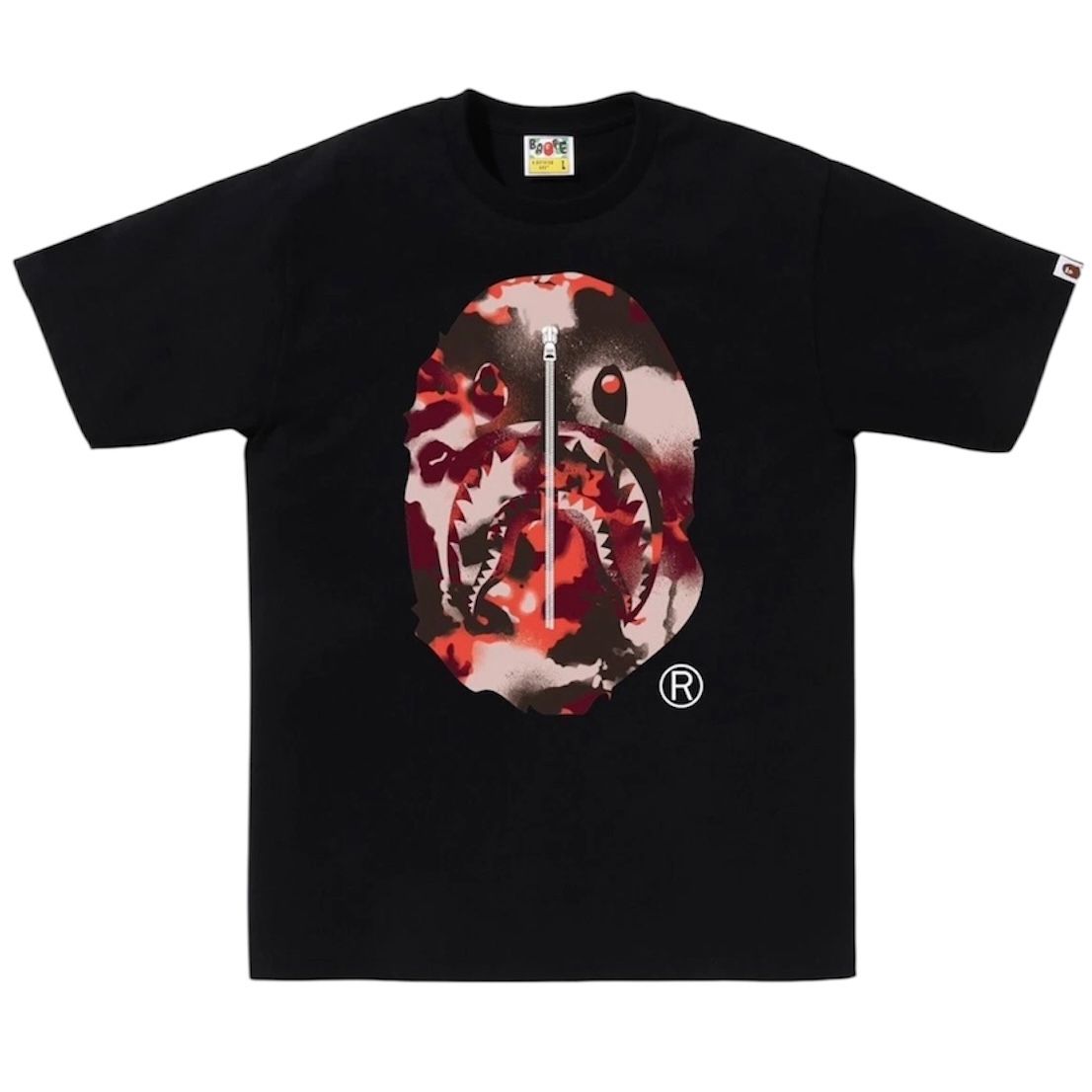 Bape Map Camo Ape Head Shark Tee (Black/Red)