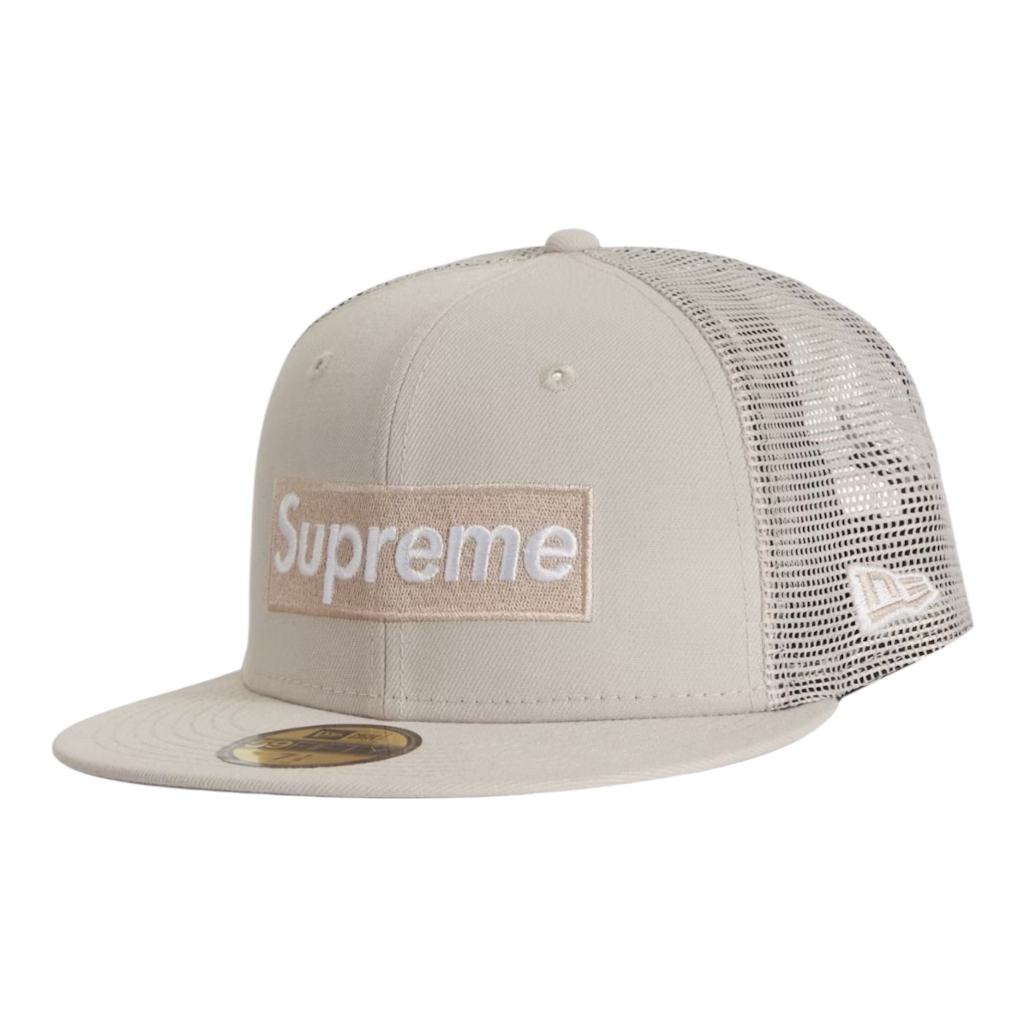 Supreme Box Logo Mesh Back New Era Hat (SS23) Stone