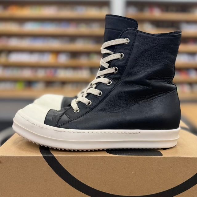 Rick Owens Concordians Leather High Black Milk - Preowned