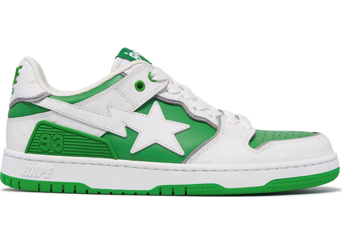 A Bathing Ape Sk8 Sta #1 Ostrich Pack White Green - Preowned