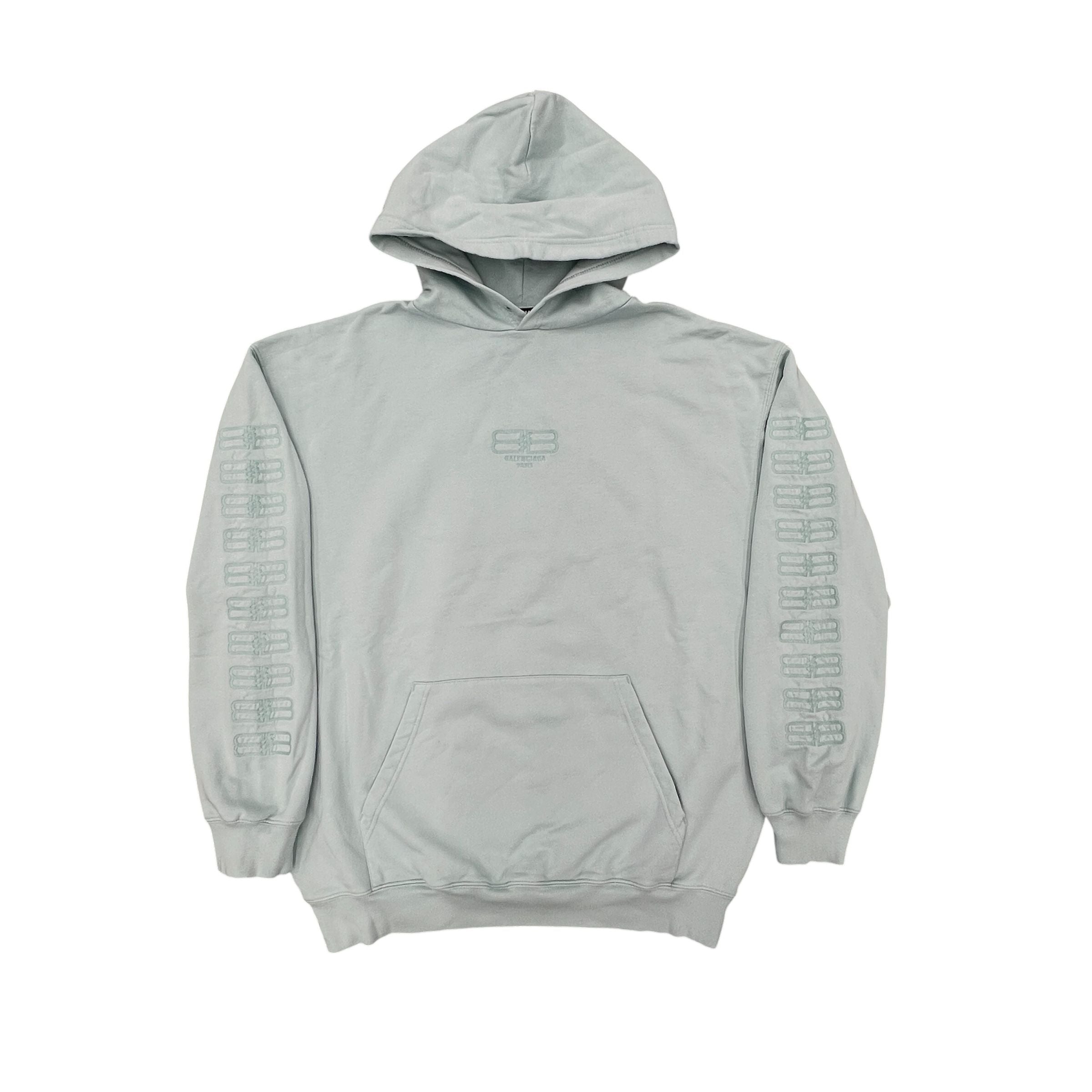 Baalenciaga Embroidered Logo Cotton Hoodie (Aqua Green)
