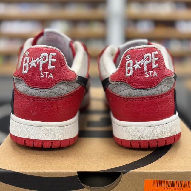 A Bathing Ape Bape SK8 Sta Red Grey - Preowned