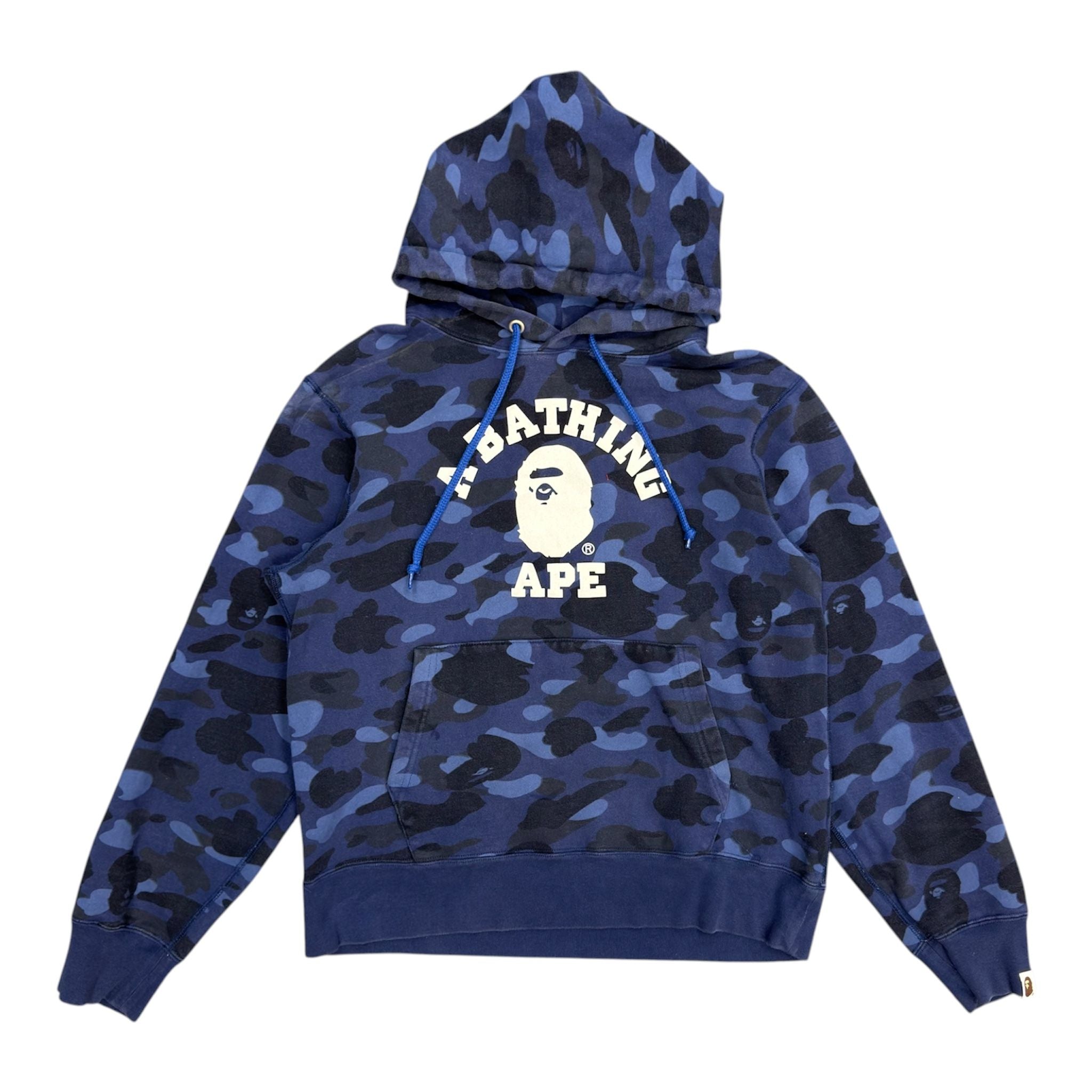 Bape Color Camo College Pullover Hoodie (Navy/Blue) - Preowned