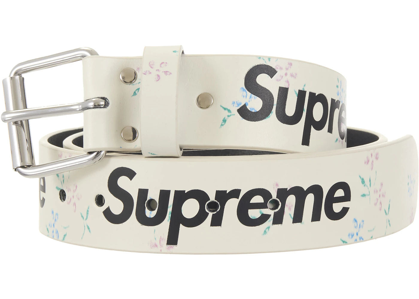 Supreme Repeat Leather Belt (FW25) White
