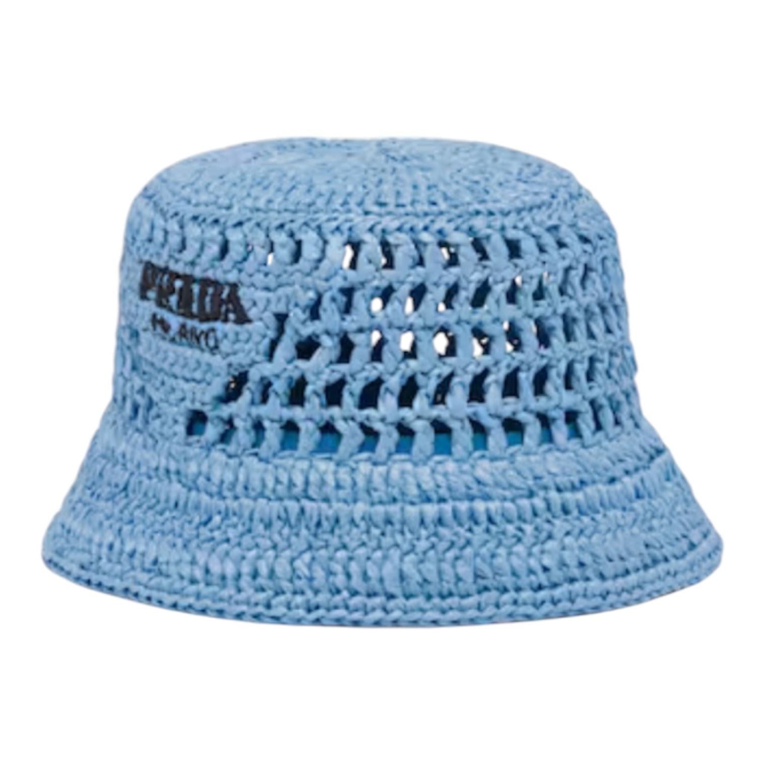 Prada Crochet Bucket Hat (Celeste)