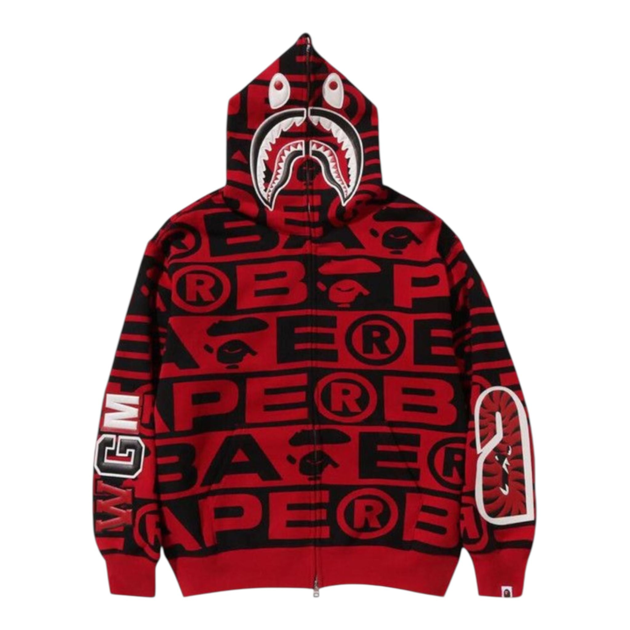 BAPE Lux Sport Pattern Shark Full Zip Hoodie (Red)