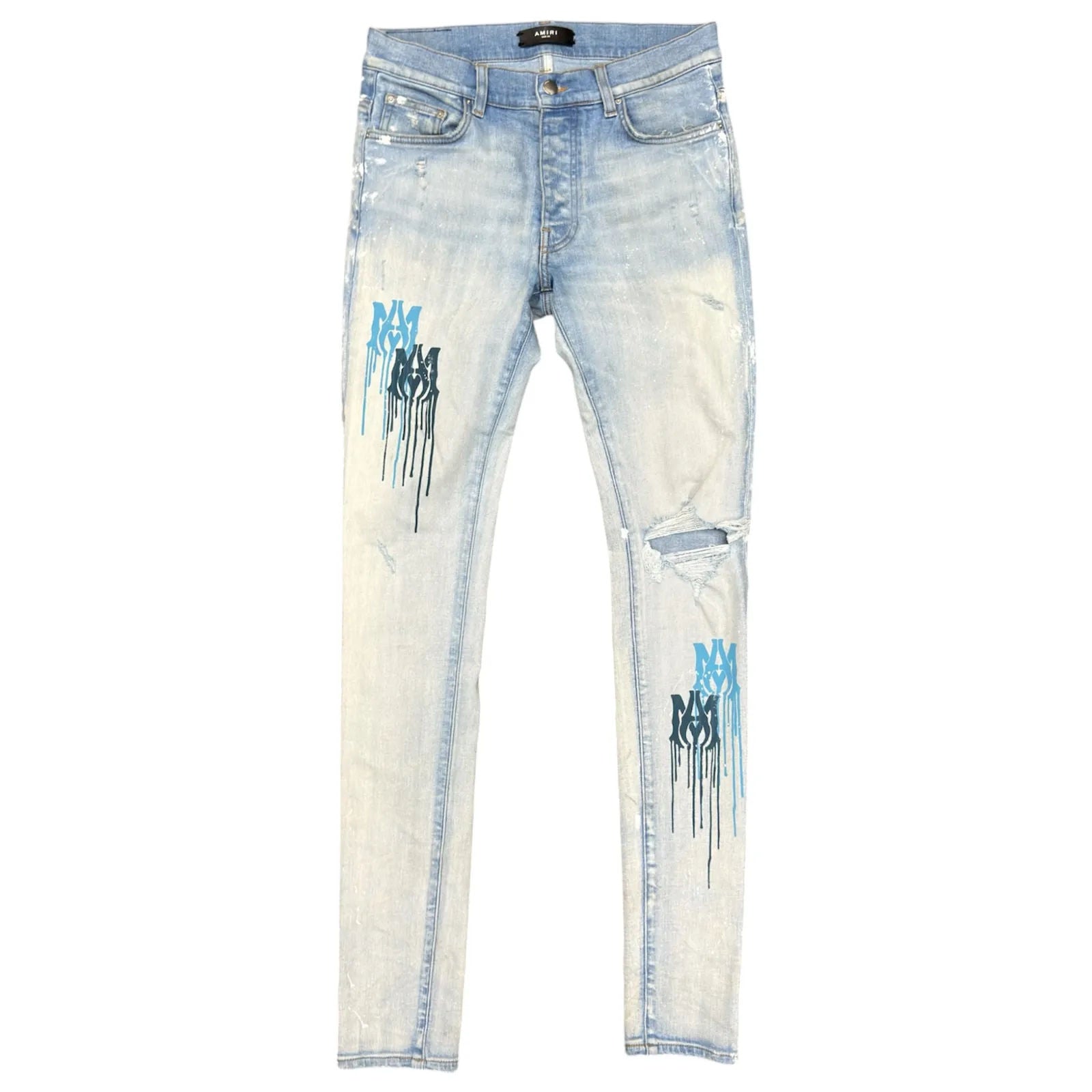 Amiri MA Drip Skinny Jeans (Light Indigo) - Preowned