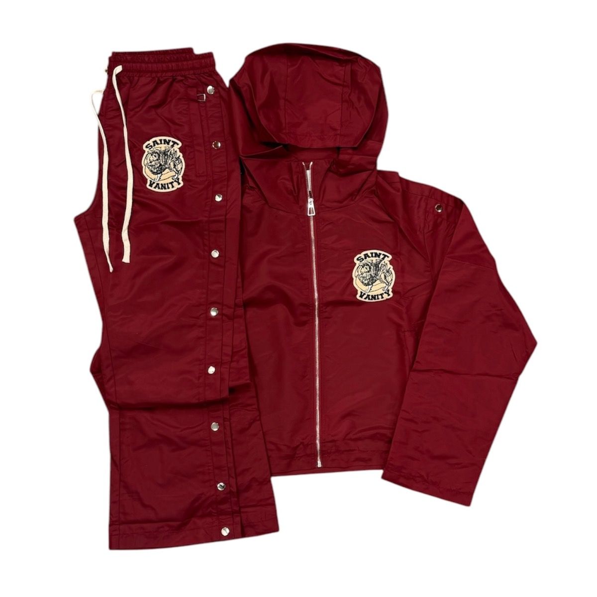 Saint Vanity Nylon Hooded Tracksuit (Burgundy)