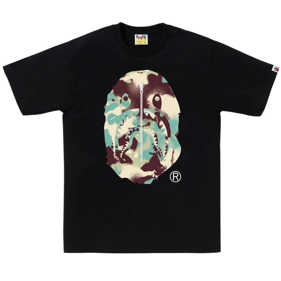 Bape Map Camo Ape Head Shark Tee (Black/Multi)